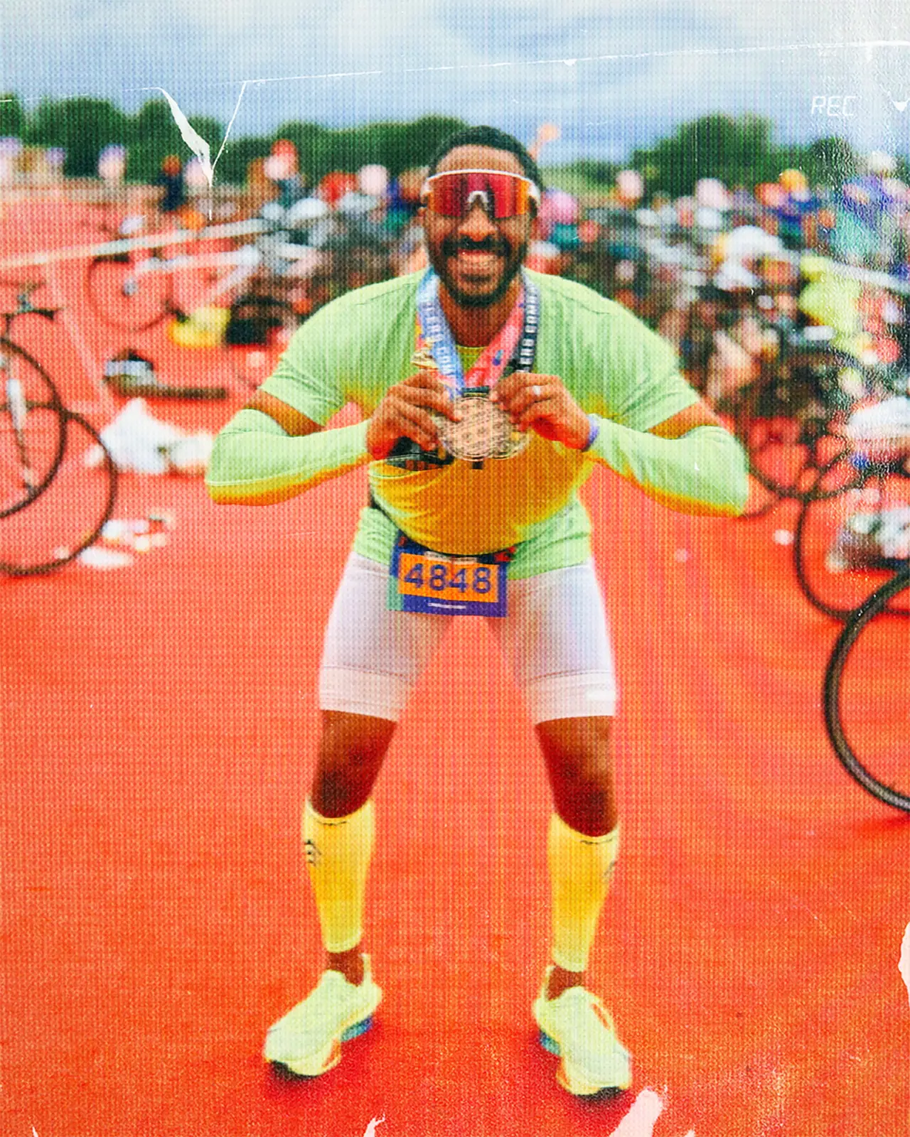 An Unbroken Triathlon Club athlete focused in race transition