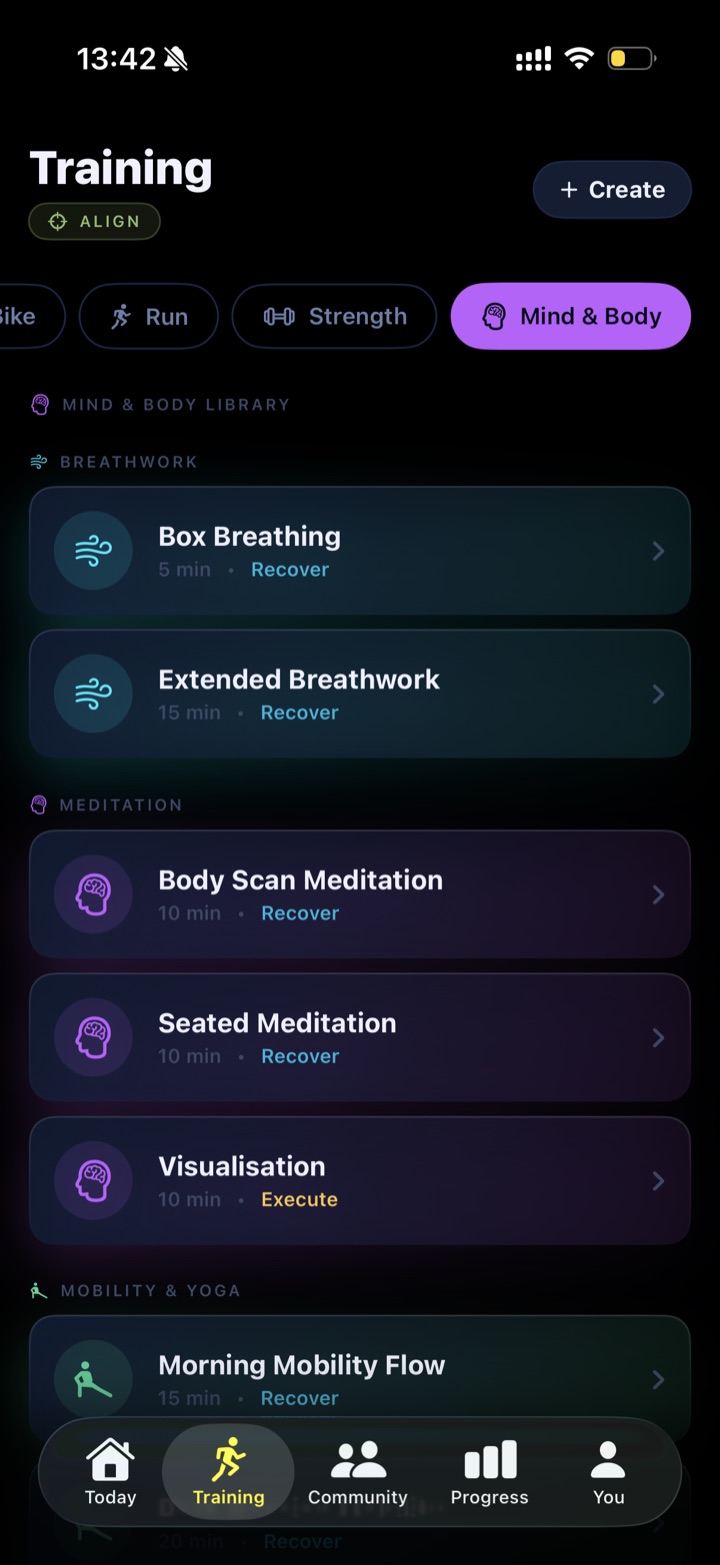 Training Library with sessions in the Unbroken Protocol app