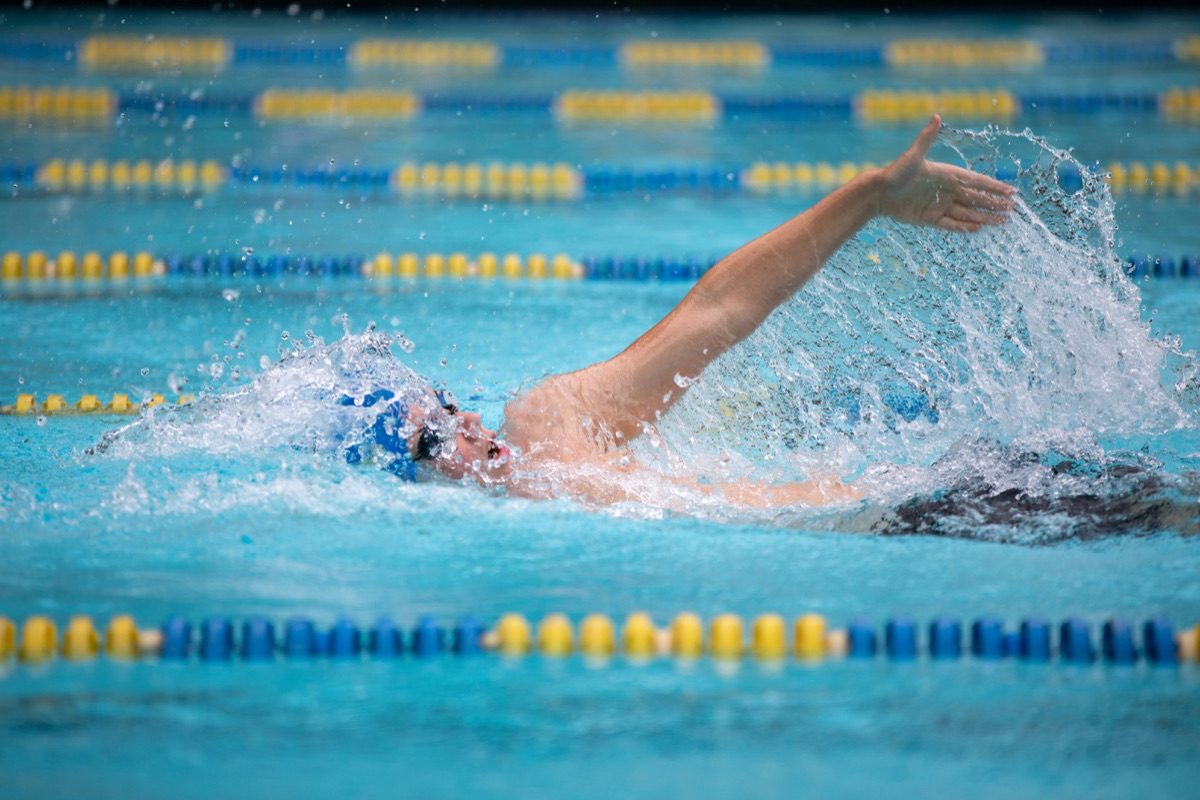 A swimmer completing an early pool session