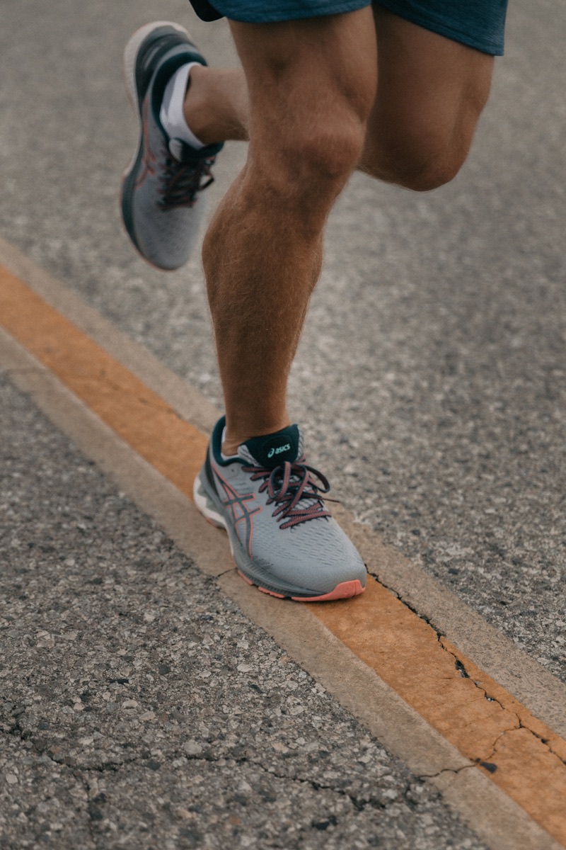A runner training before work